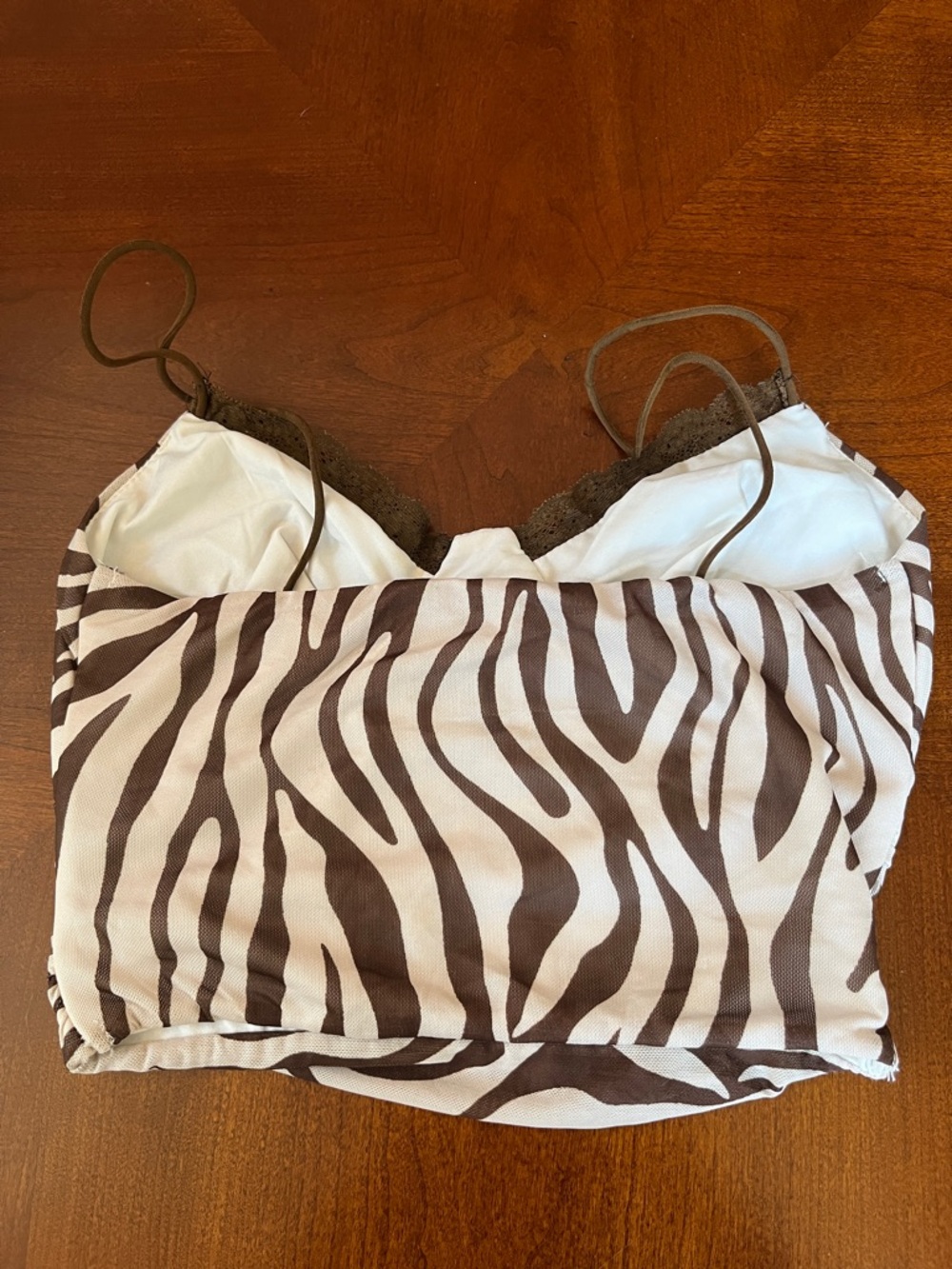Princess Polly Brown and White Zebra Print Crop Top - Picture 2 of 5